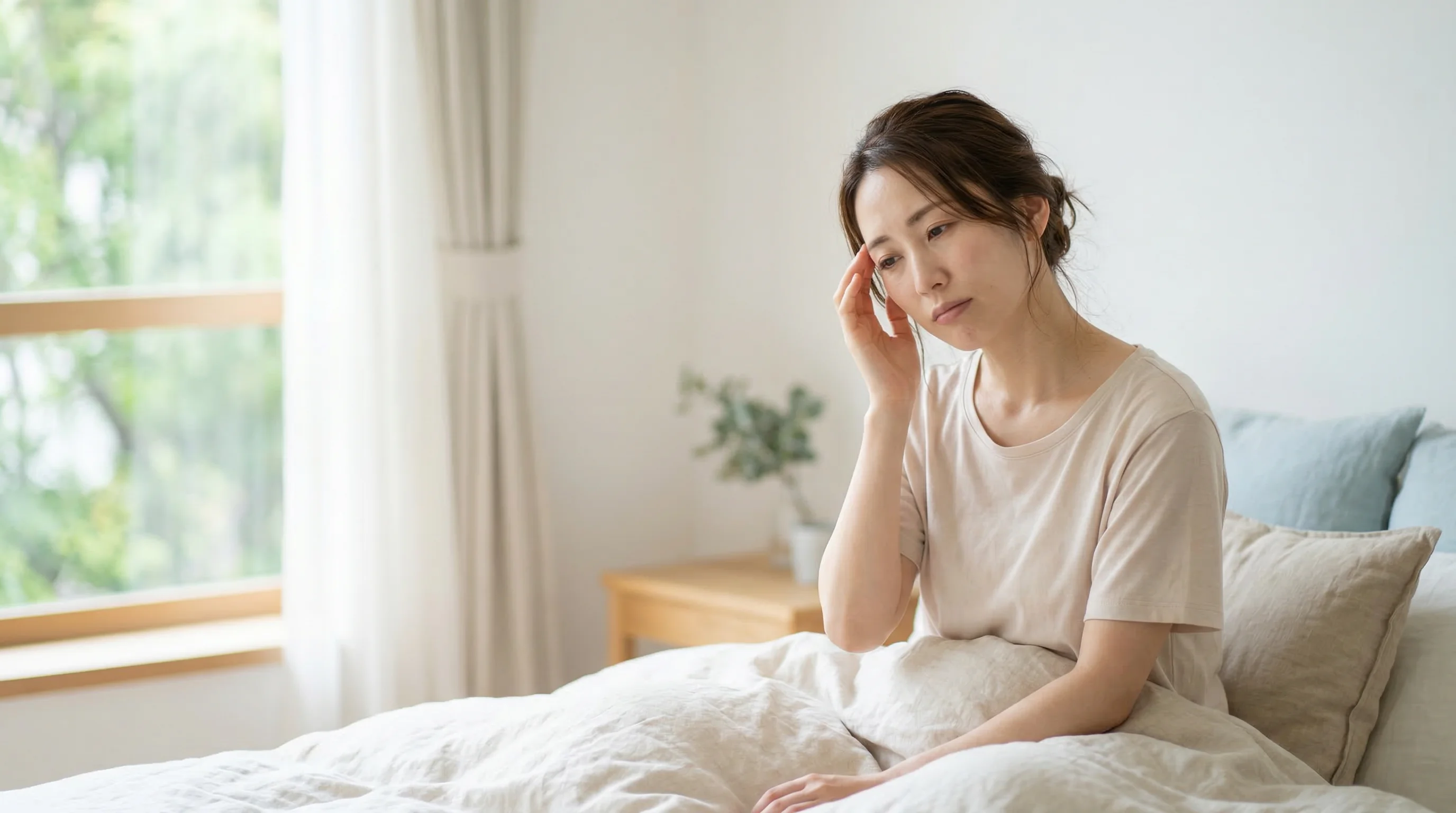 朝起きても疲れが取れない・朝だるい・自律神経の乱れに悩む方へ向けたイメージ